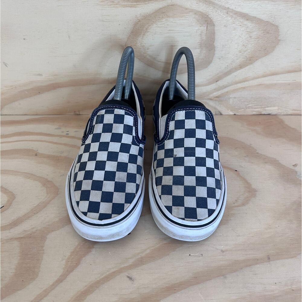 Vans Off The Wall Classic Slip-On Checkeredboard Sneakers Blue/White Women's - 5 - Picture 2 of 9